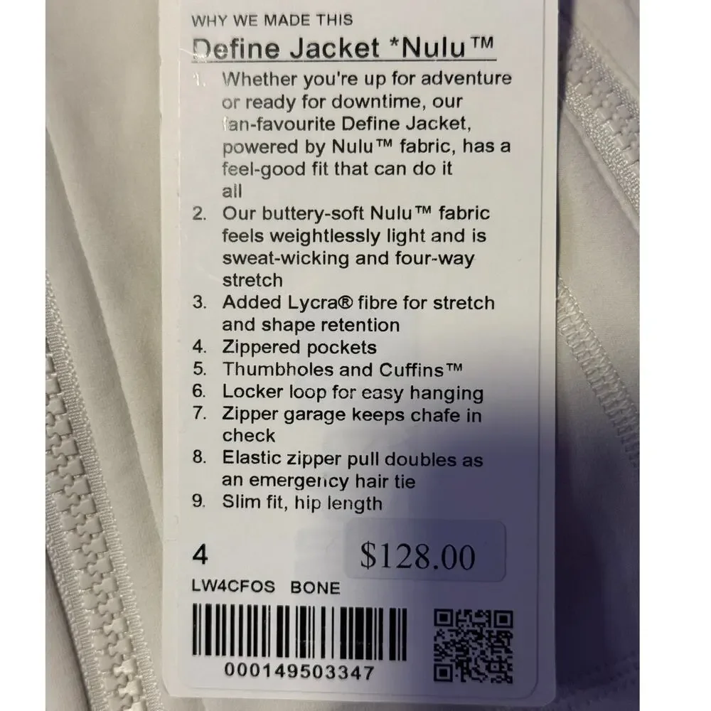 NWT Lululemon Define Jacket Nulu MD Size 4 Bone 🤍 Sold Out & Stretchy Fit - Picture 7 of 7